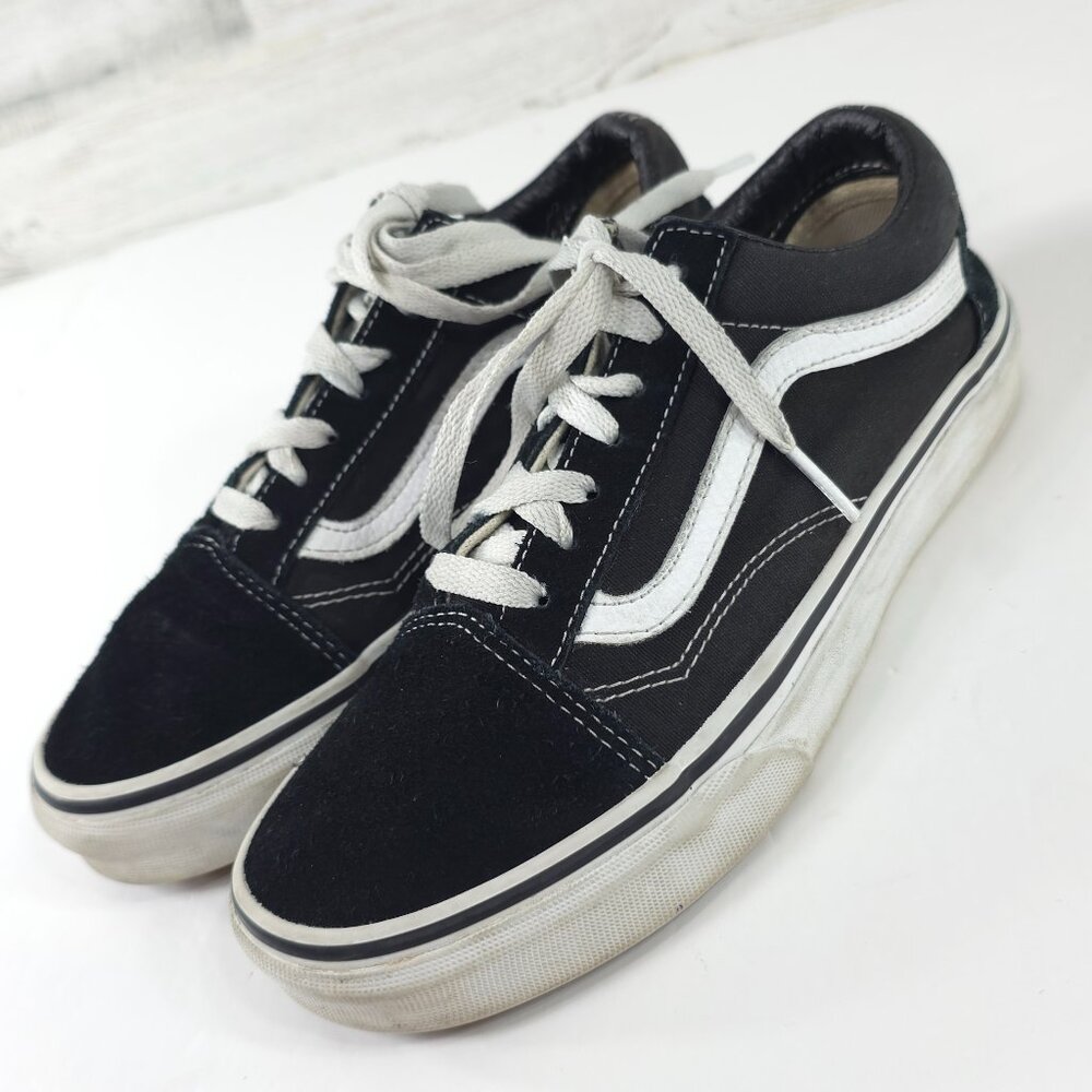 VANS BLACK WHITE CANVAS SUEDE SNEAKERS MEN'S US SIZE 4.5 US WOMEN'S US SIZE 6.0